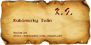 Kubinszky Iván névjegykártya