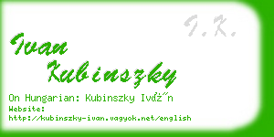 ivan kubinszky business card